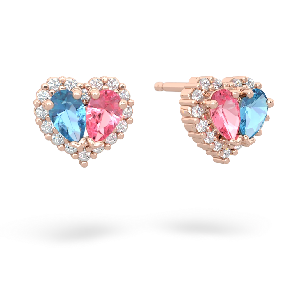 Blue Topaz Halo 14K Rose Gold earrings E7008