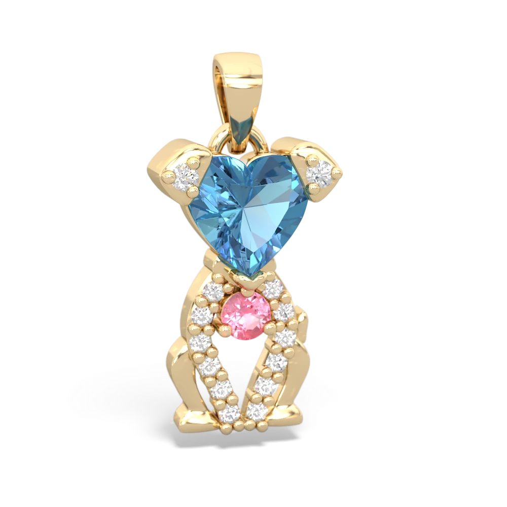 Blue Topaz Puppy Love 14K Yellow Gold pendant P5800