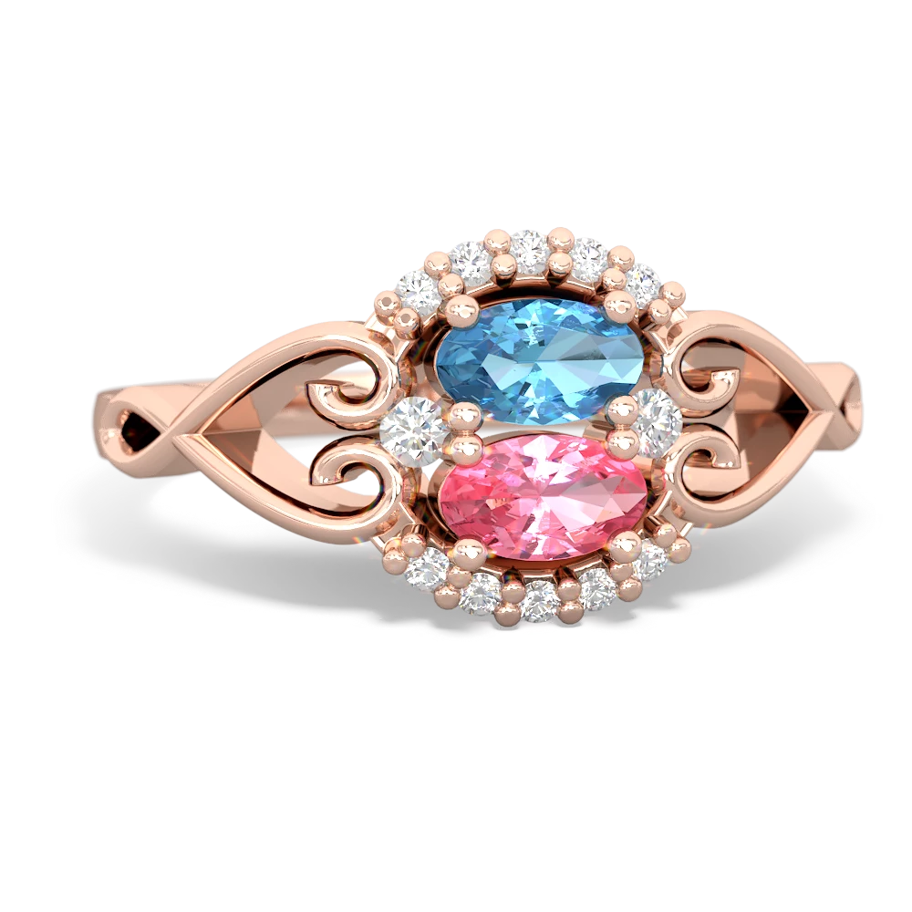 Blue Topaz Love Nest 14K Rose Gold ring R5860