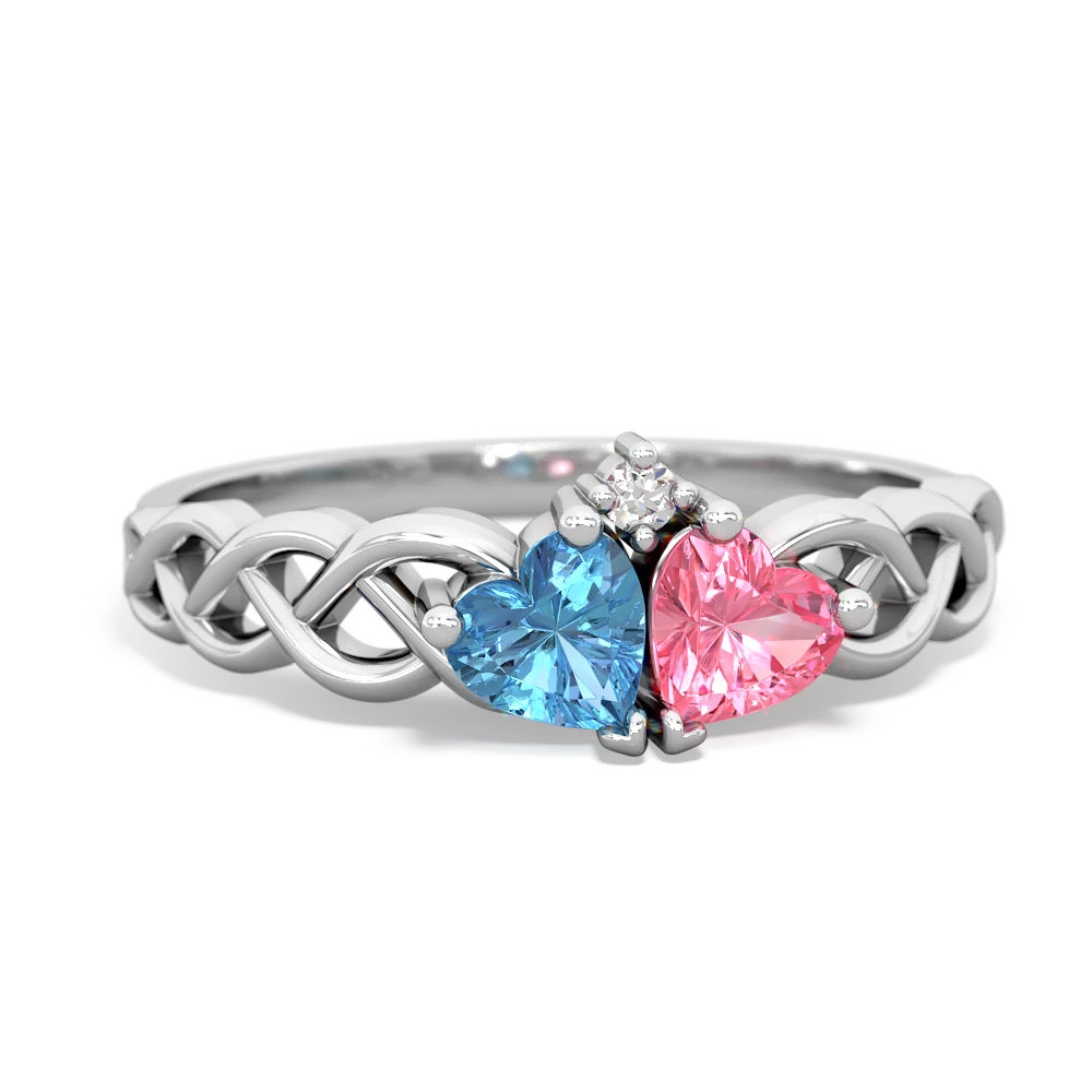 Blue Topaz Heart To Heart Braid 14K White Gold ring R5870