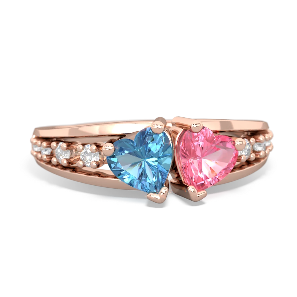 Blue Topaz Heart To Heart 14K Rose Gold ring R3342