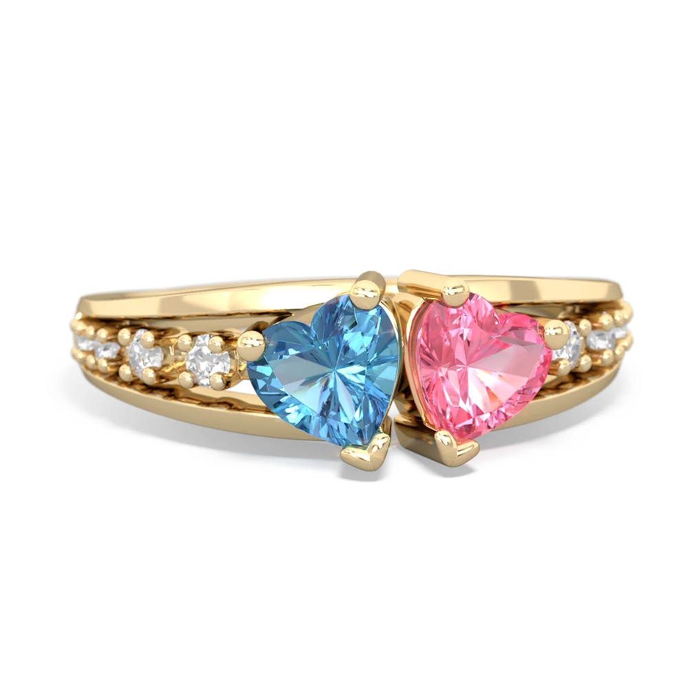 Blue Topaz Heart To Heart 14K Yellow Gold ring R3342