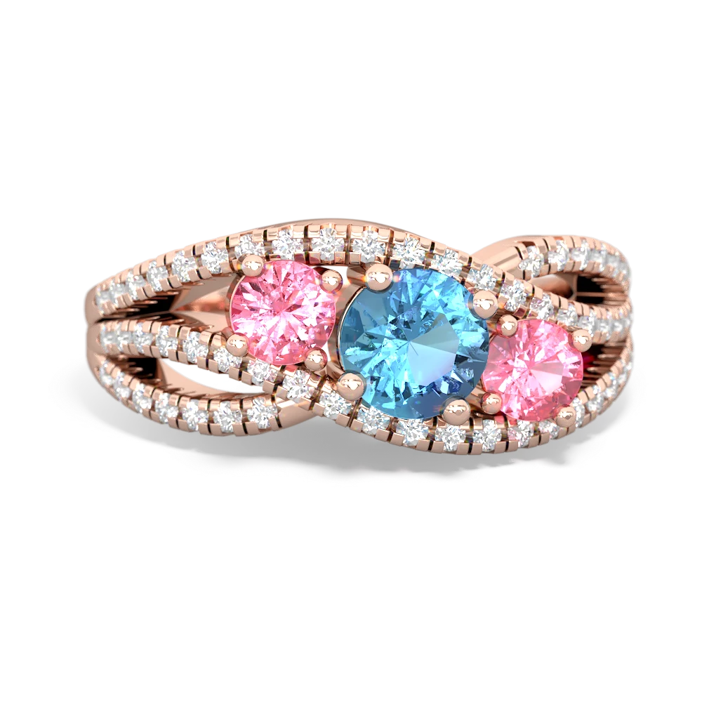 Blue Topaz Three Stone Aurora 14K Rose Gold ring R3080