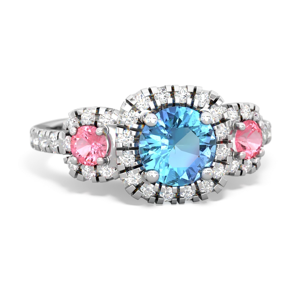 Blue Topaz Regal Halo 14K White Gold ring R5350