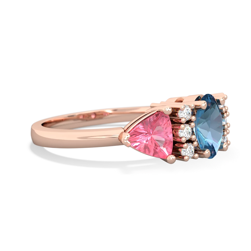 Blue Topaz Antique Style Three Stone 14K Rose Gold ring R2186