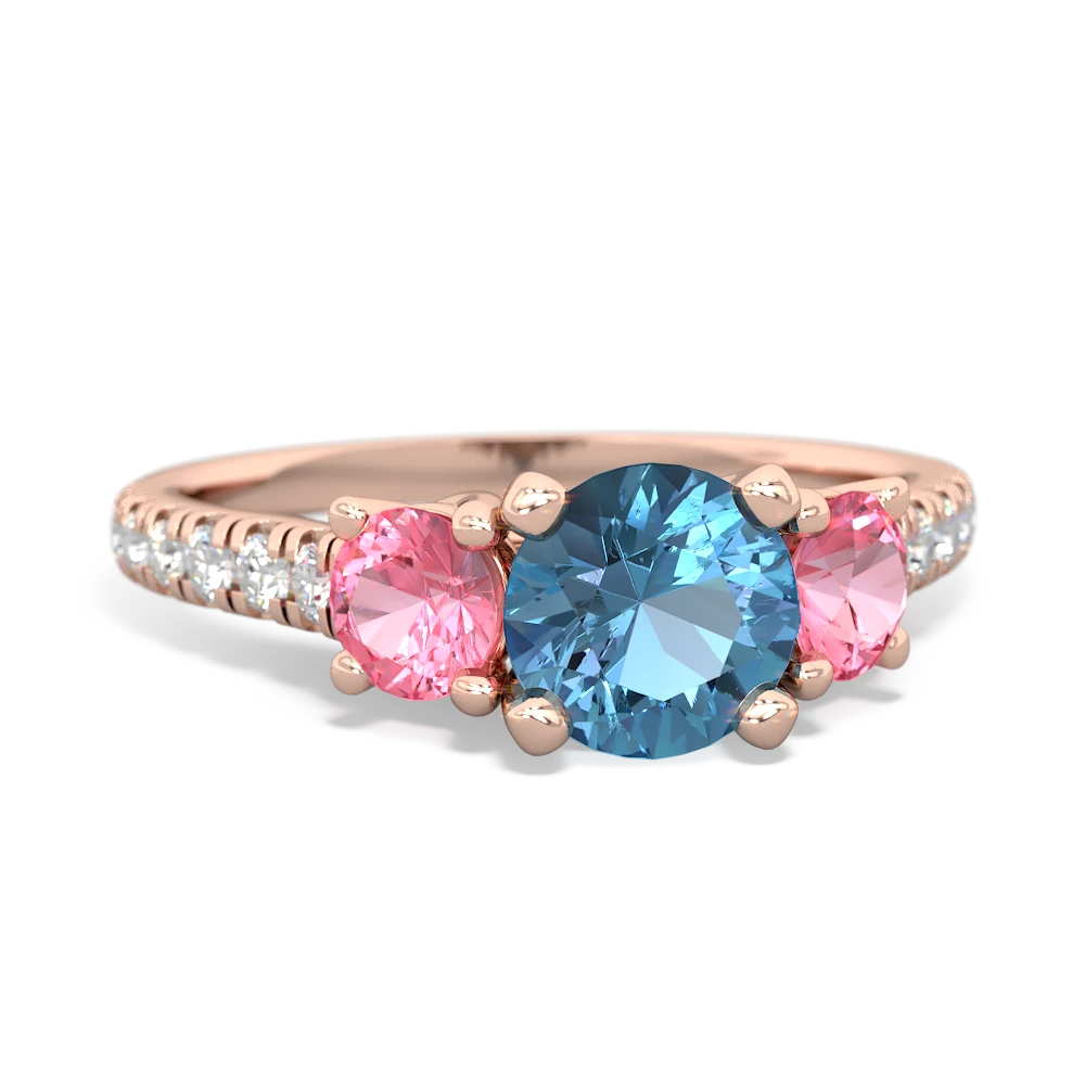 Blue Topaz Pave Trellis 14K Rose Gold ring R5500