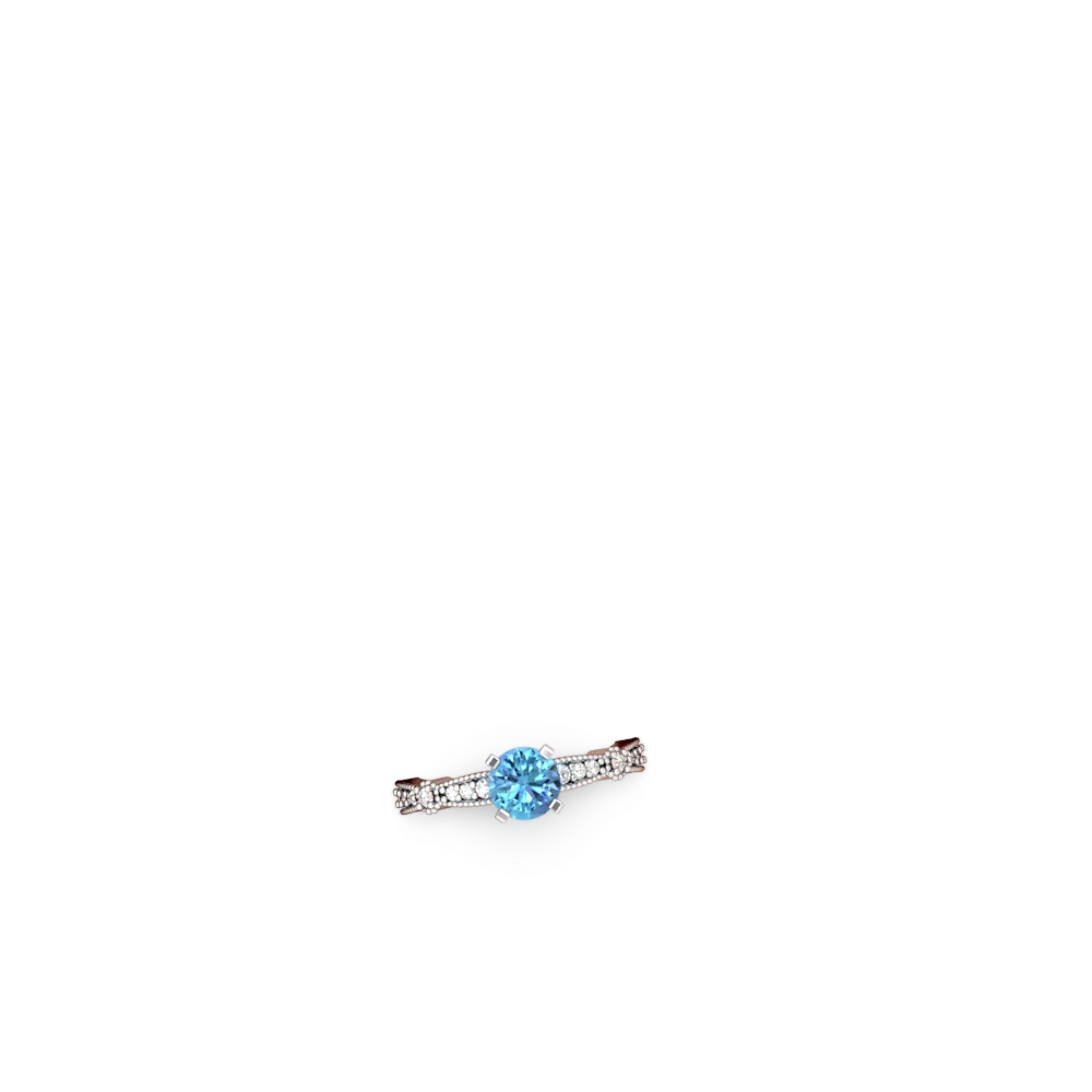 Blue Topaz Sparkling Tiara 6Mm Round 14K White Gold ring R26296RD