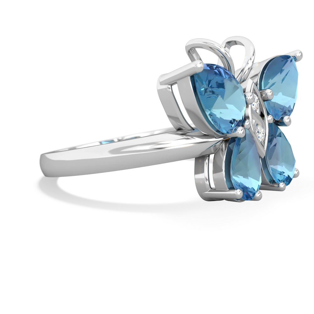 14K White Gold Blue Topaz Butterfly Ring