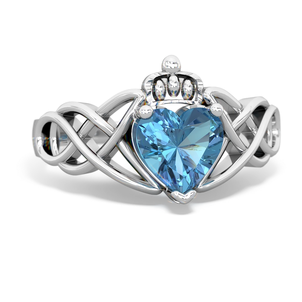 14K White Gold Blue Topaz Elegance Ring