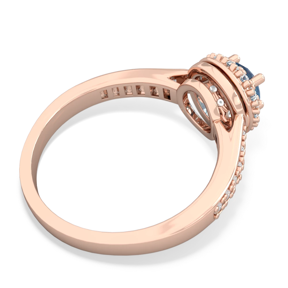 Blue Topaz Diamond Halo 14K Rose Gold ring R5370