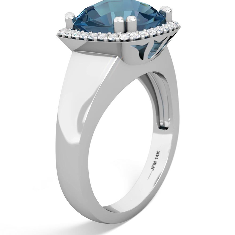 Blue Topaz Halo Cocktail 14K White Gold ring R2544