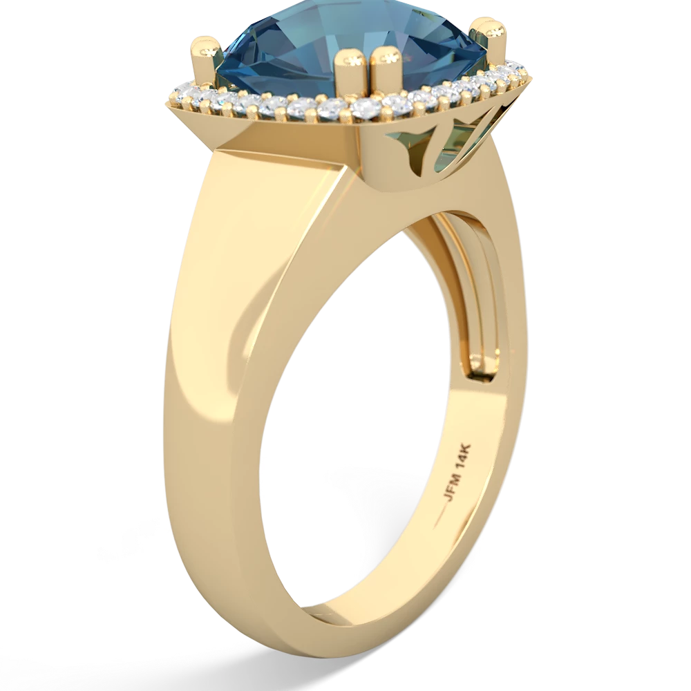 Blue Topaz Halo Cocktail 14K Yellow Gold ring R2544