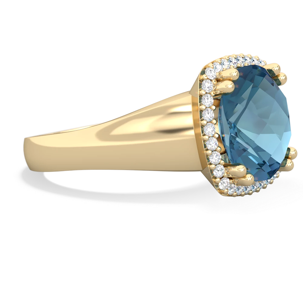 Blue Topaz Halo Cocktail 14K Yellow Gold ring R2544