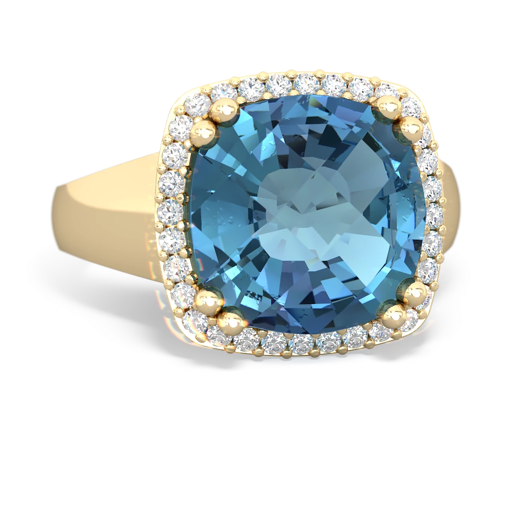 Blue Topaz Halo Cocktail 14K Yellow Gold ring R2544