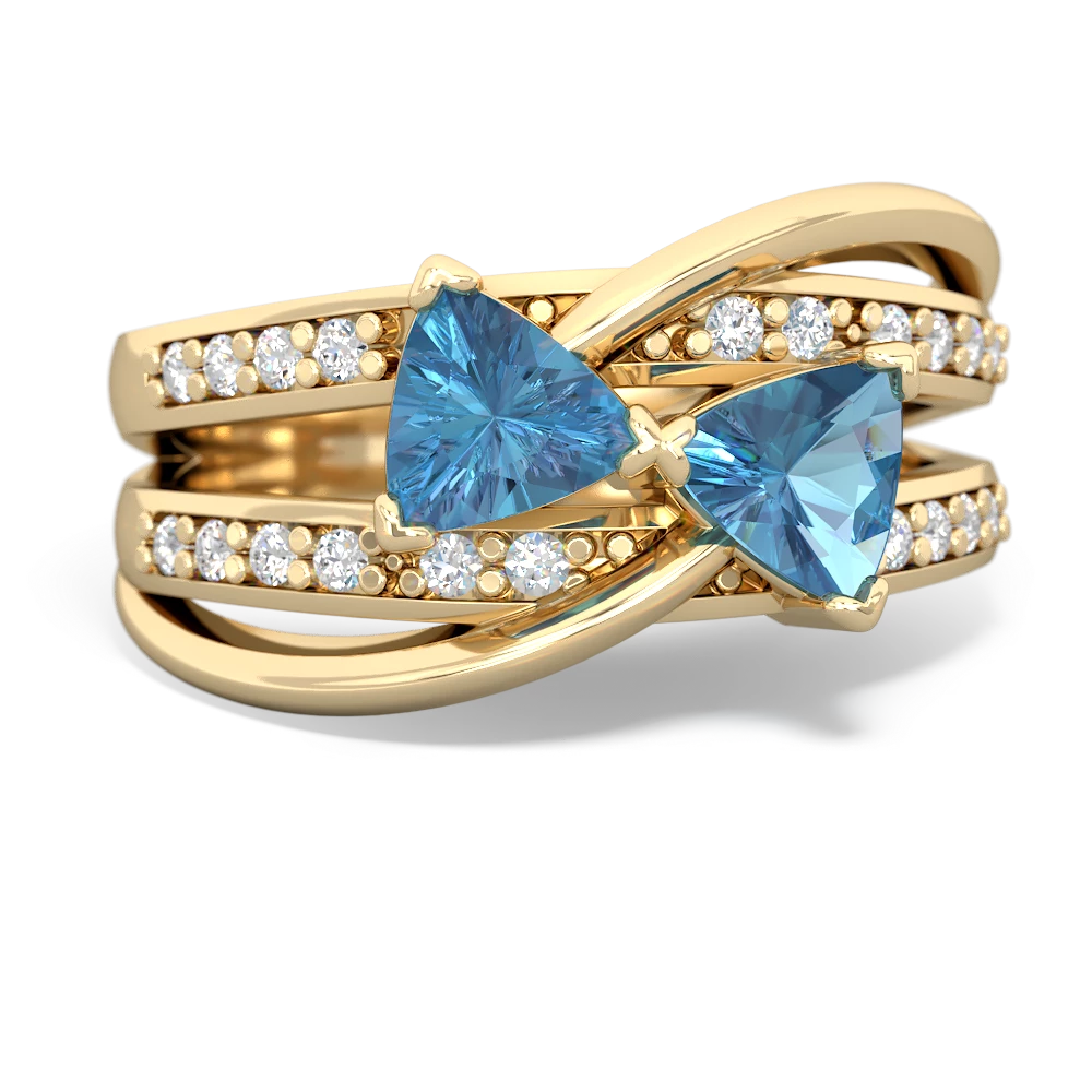 Blue Topaz Bowtie 14K Yellow Gold ring R2360