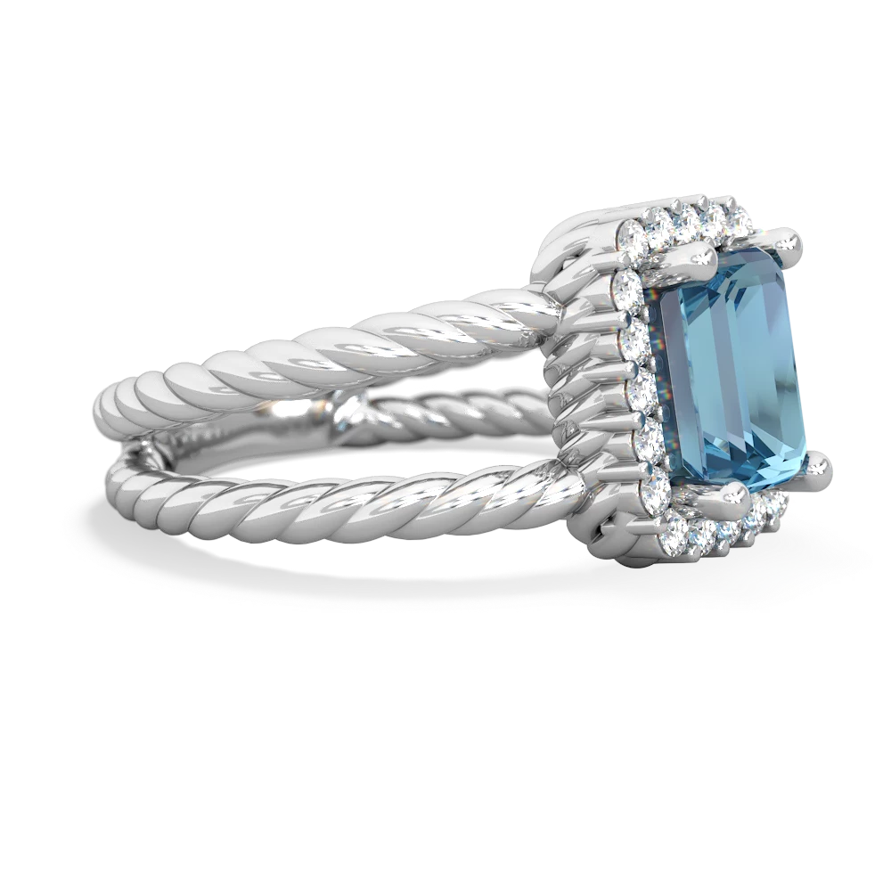 Blue Topaz Rope Split Band 14K White Gold ring R2628