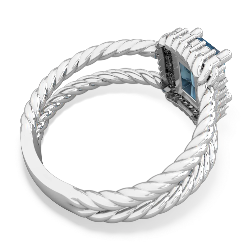 Blue Topaz Rope Split Band 14K White Gold ring R2628