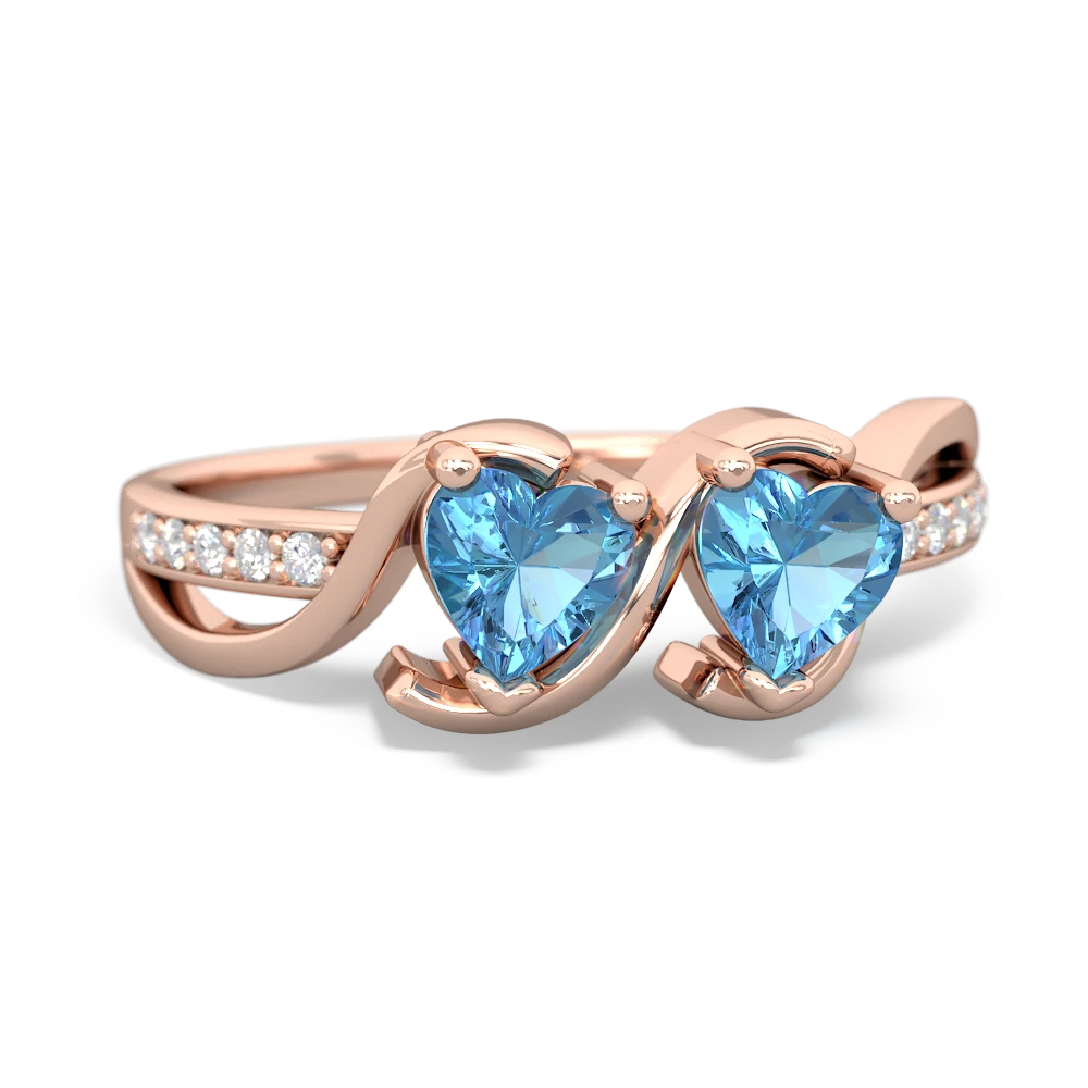 Blue Topaz Side By Side 14K Rose Gold ring R3090