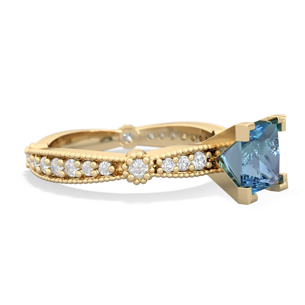 Blue Topaz Sparkling Tiara 6Mm Princess 14K Yellow Gold ring R26296SQ