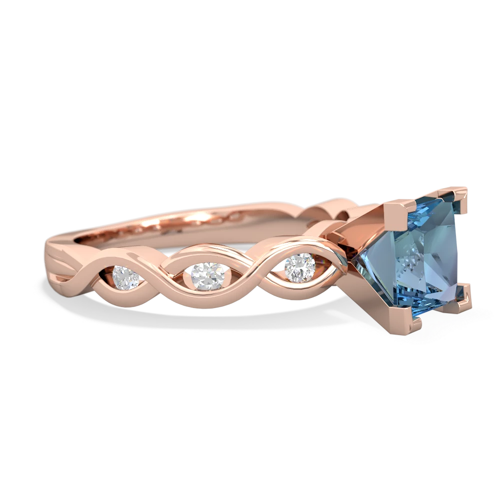 Blue Topaz Infinity 6Mm Princess Engagement 14K Rose Gold ring R26316SQ