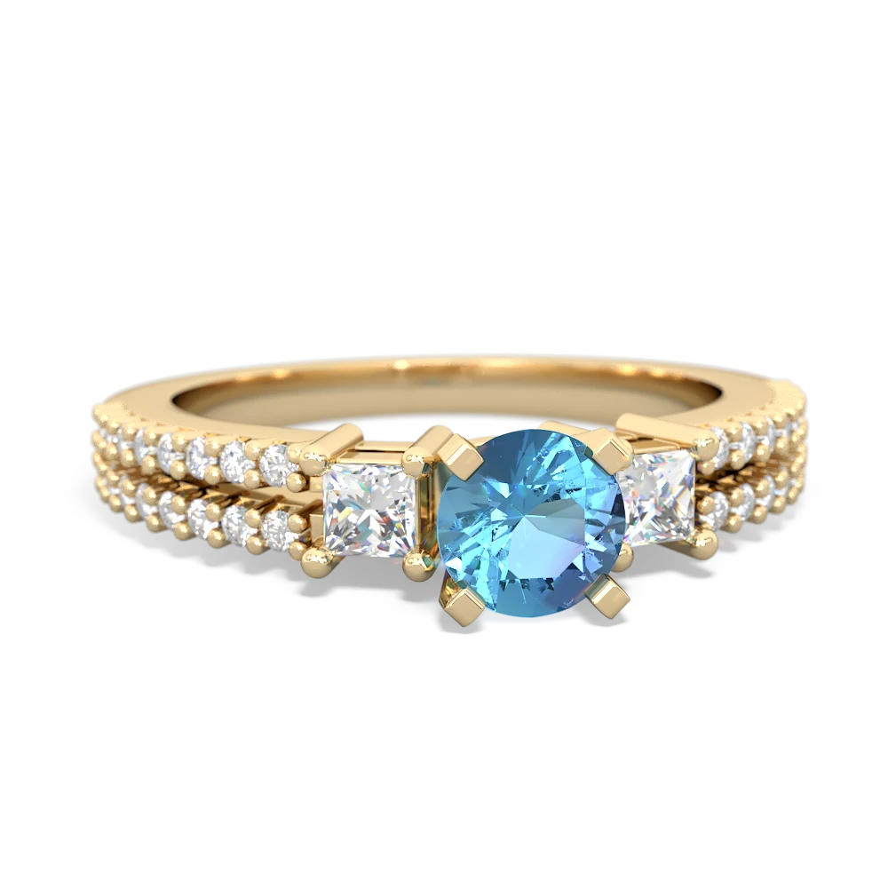 Blue Topaz Classic 5mm Round Engagement ring - 14K Yellow Gold