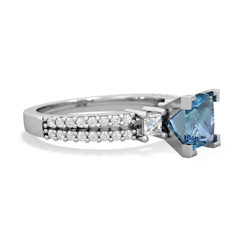 Blue Topaz Classic 6Mm Princess Engagement 14K White Gold ring R26436SQ