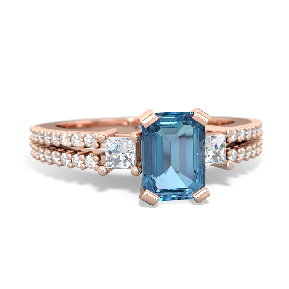 Blue Topaz Classic 7X5mm Emerald-Cut Engagement 14K Rose Gold ring R26437EM