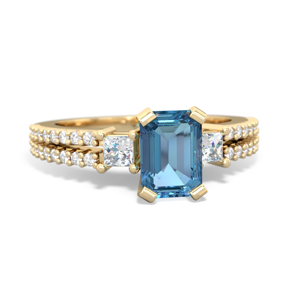 Blue Topaz Classic 7X5mm Emerald-Cut Engagement 14K Yellow Gold ring R26437EM