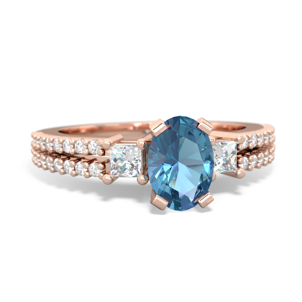 Blue Topaz Classic 7X5mm Oval Engagement 14K Rose Gold ring R26437VL