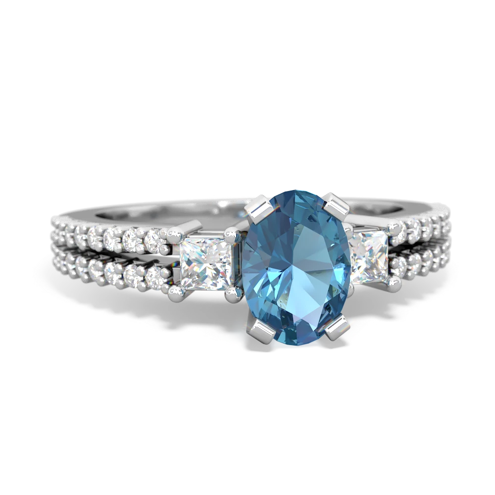 Blue Topaz Classic 7X5mm Oval Engagement 14K White Gold ring R26437VL