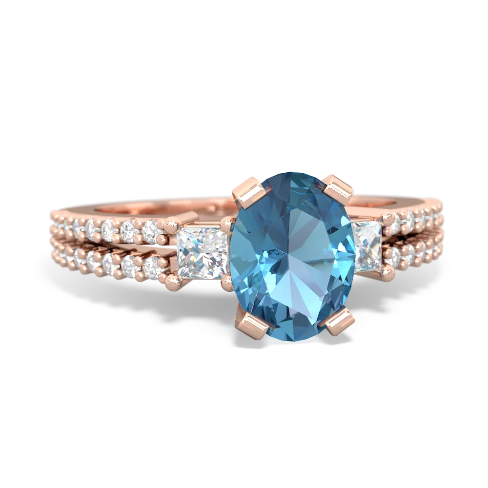 Blue Topaz Classic 8X6mm Oval Engagement 14K Rose Gold ring R26438VL