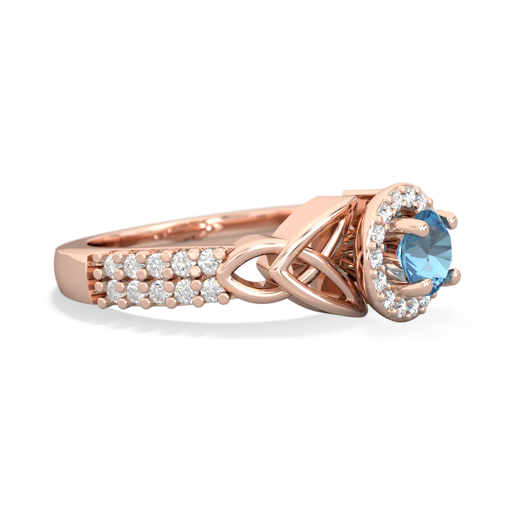 Blue Topaz Celtic Knot Halo 14K Rose Gold ring R26445RH