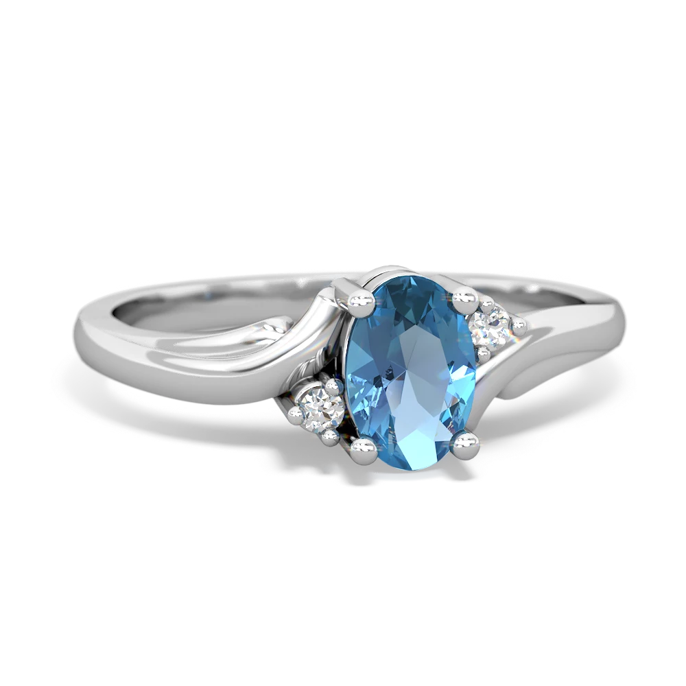 Blue Topaz Elegant Swirl 14K White Gold ring R2173