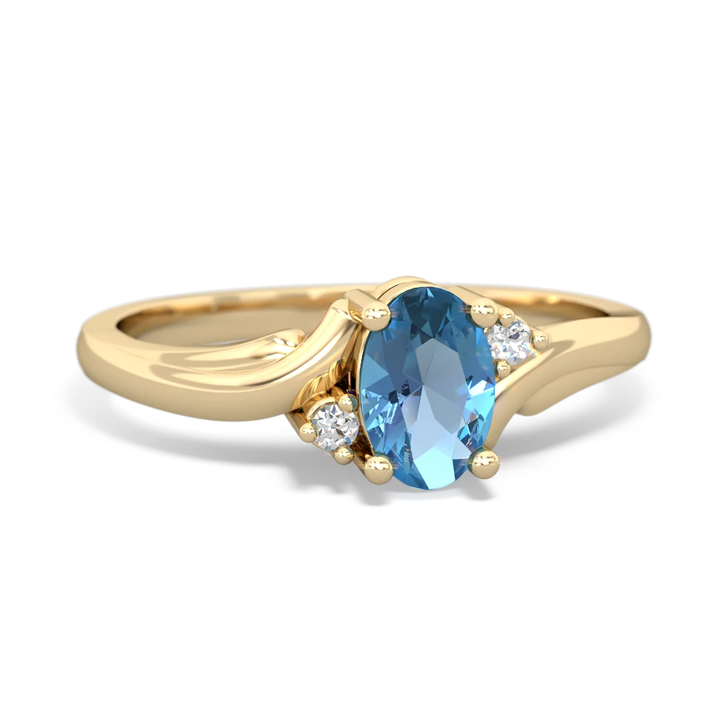 Blue Topaz Elegant Swirl 14K Yellow Gold ring R2173