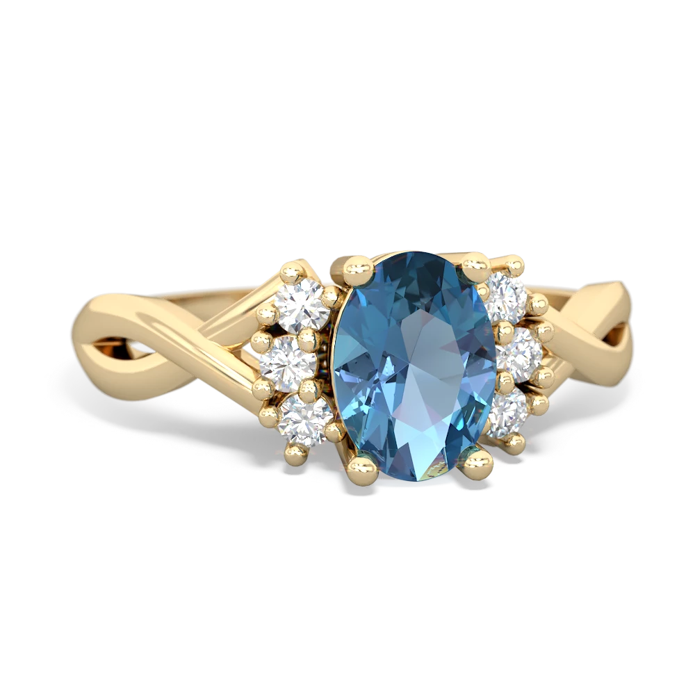 Blue Topaz Victorian Twist 14K Yellow Gold ring R2497