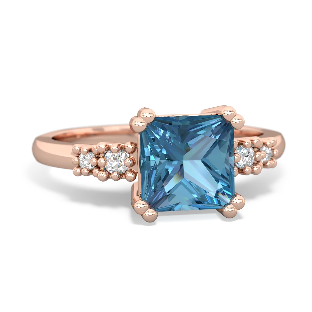 Blue Topaz Art Deco Princess 14K Rose Gold ring R2014