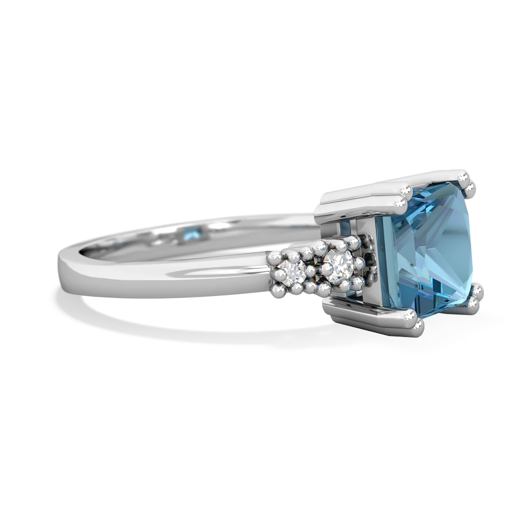 Blue Topaz Art Deco Princess 14K White Gold ring R2014