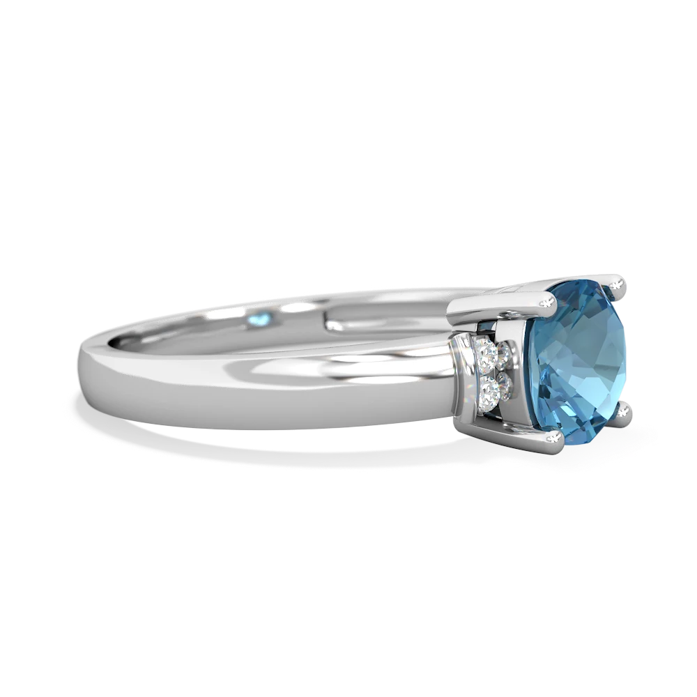 Blue Topaz Simply Elegant Cushion 14K White Gold ring R2489