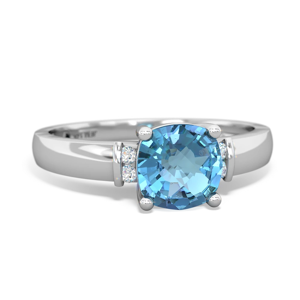 Blue Topaz Simply Elegant Cushion 14K White Gold ring R2489