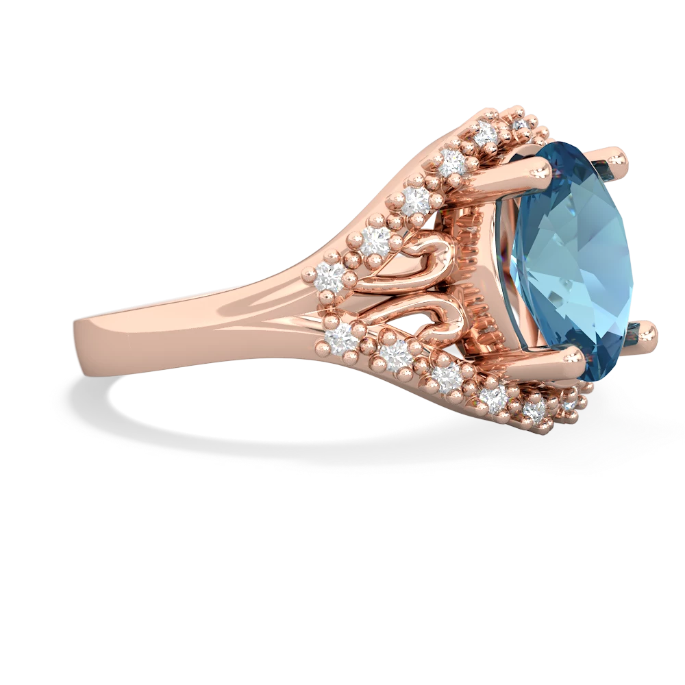 Blue Topaz Antique Style Cocktail 14K Rose Gold ring R2564