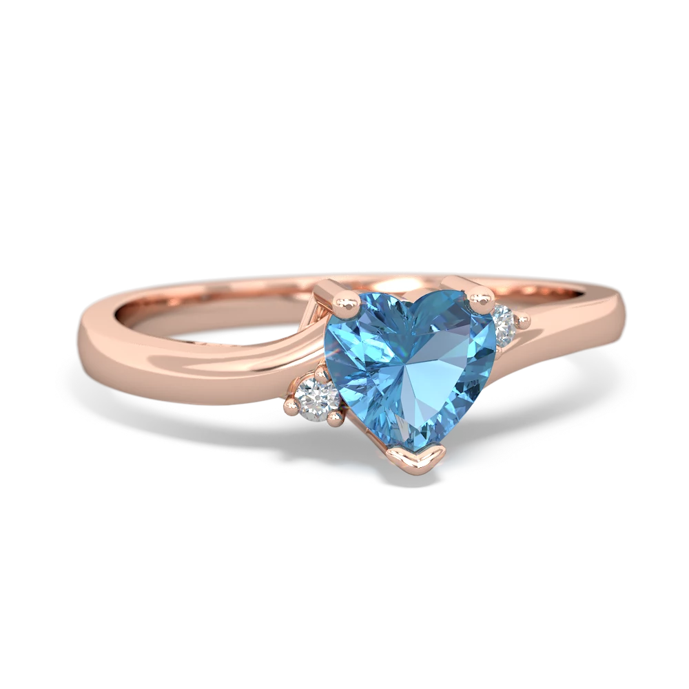 Blue Topaz Delicate Heart 14K Rose Gold ring R0203