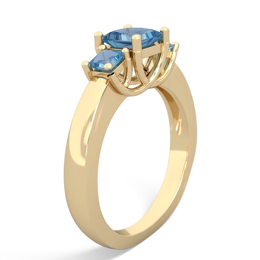 Blue Topaz Three Stone Trellis ring - 14K Yellow Gold |JewelsForMe