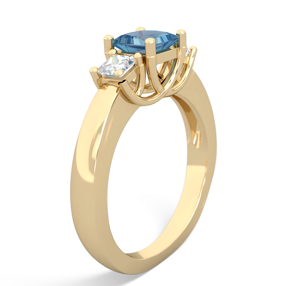 Blue Topaz Three Stone Trellis 14K Yellow Gold ring R4015