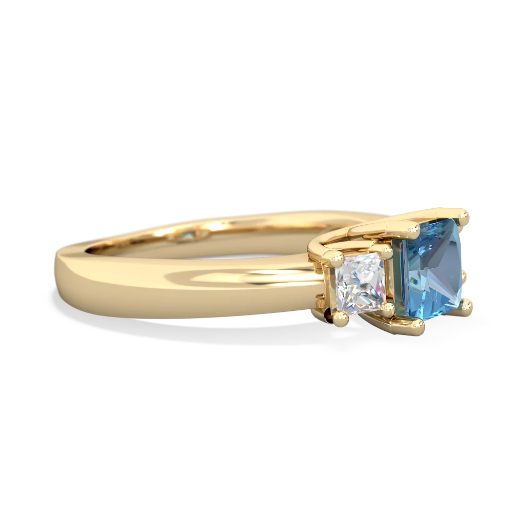 Blue Topaz Three Stone Trellis 14K Yellow Gold ring R4015