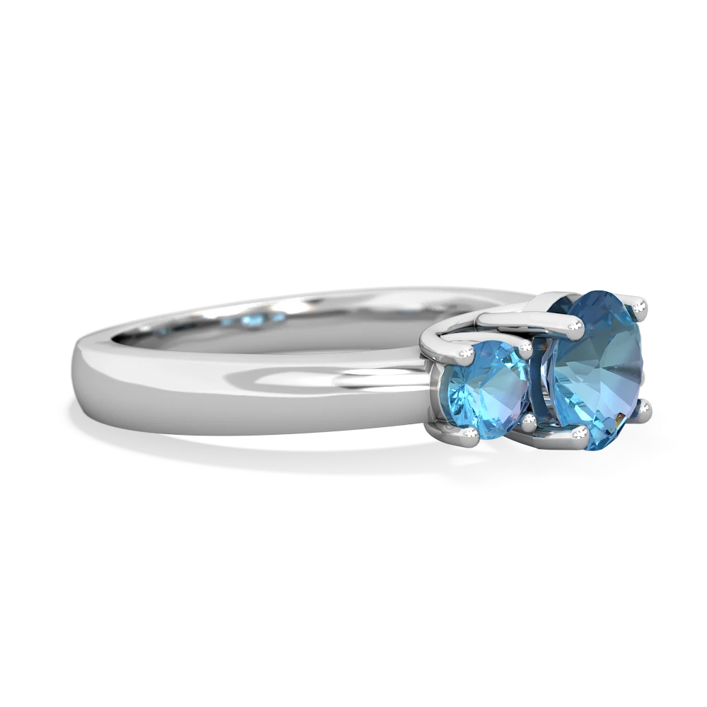 Blue Topaz Three Stone Round Trellis 14K White Gold ring R4018