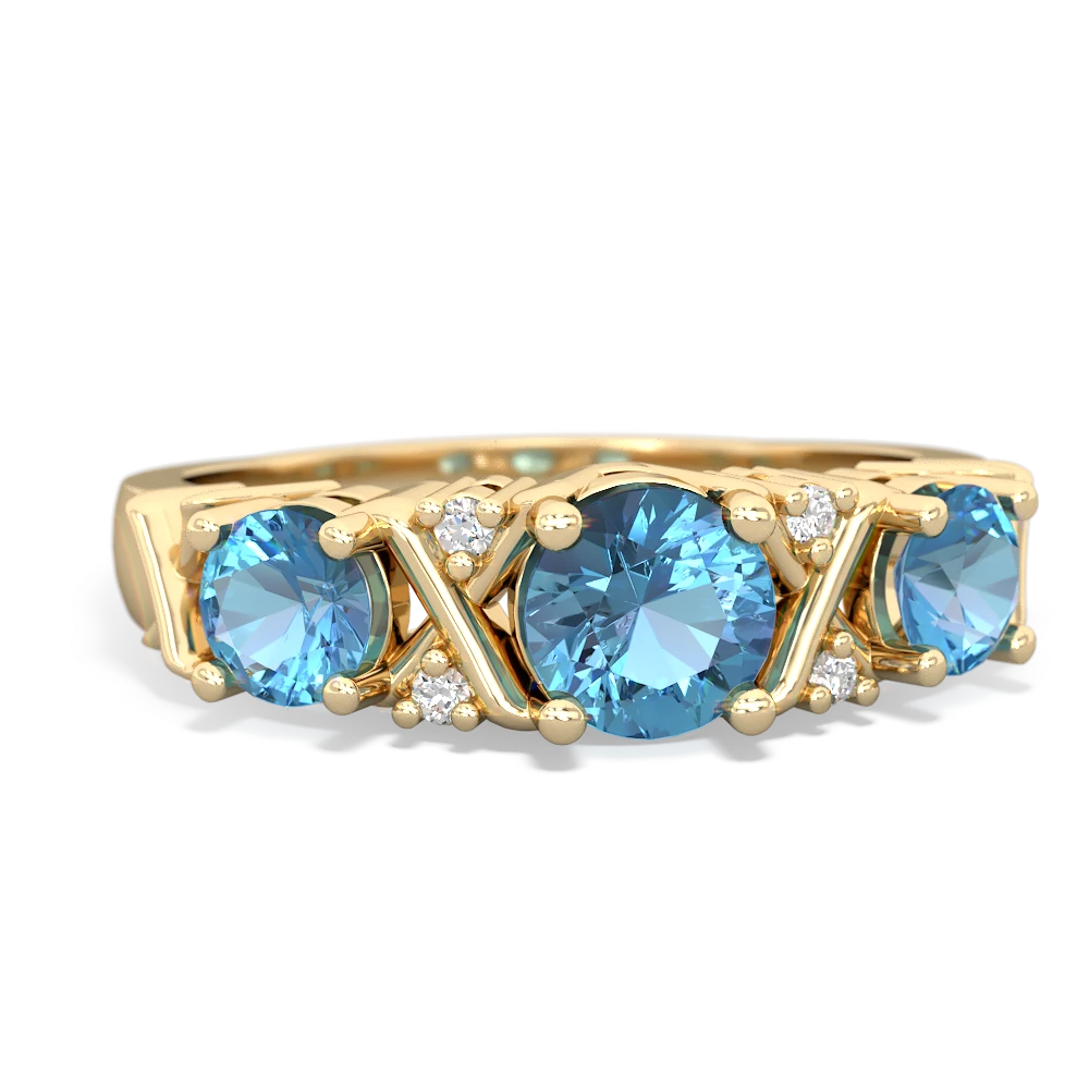 Blue Topaz Hugs And Kisses 14K Yellow Gold ring R5016