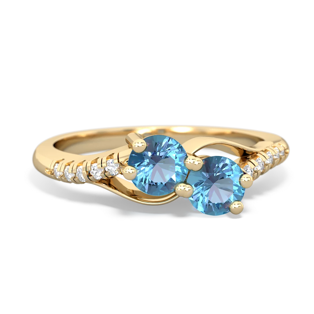 Sky Blue Topaz Three-Stone Ring 14K Gold Emerald and Pear Faceted 5.95 -  Ruby Lane