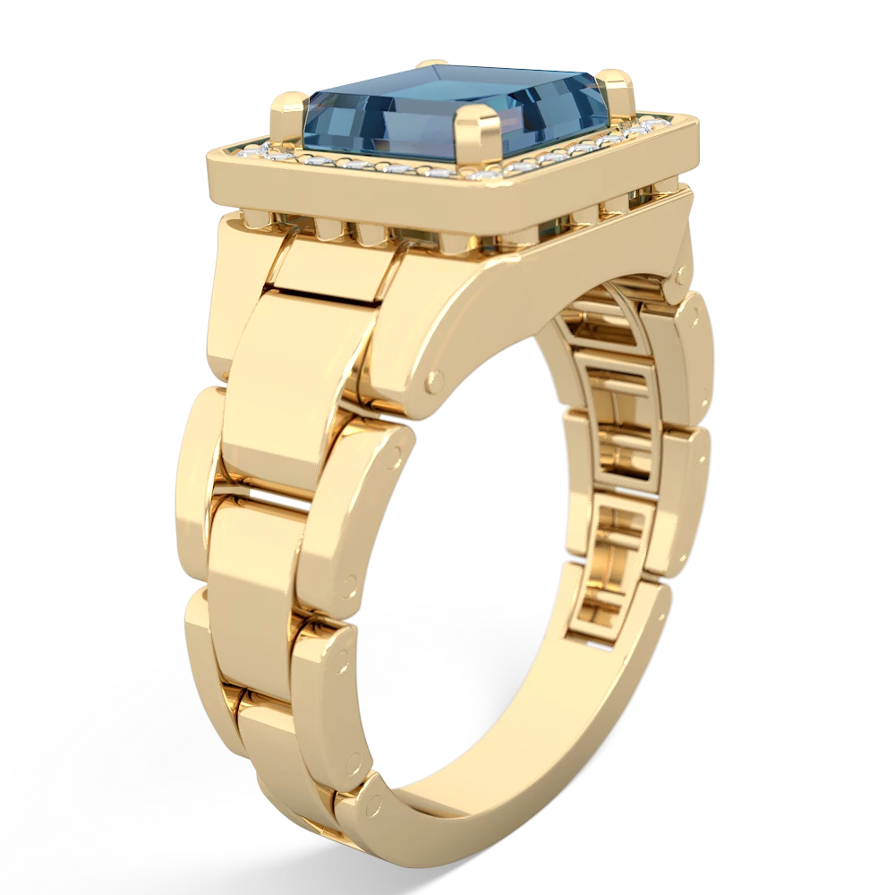 Blue Topaz Men's Watch 14K Yellow Gold ring R0510