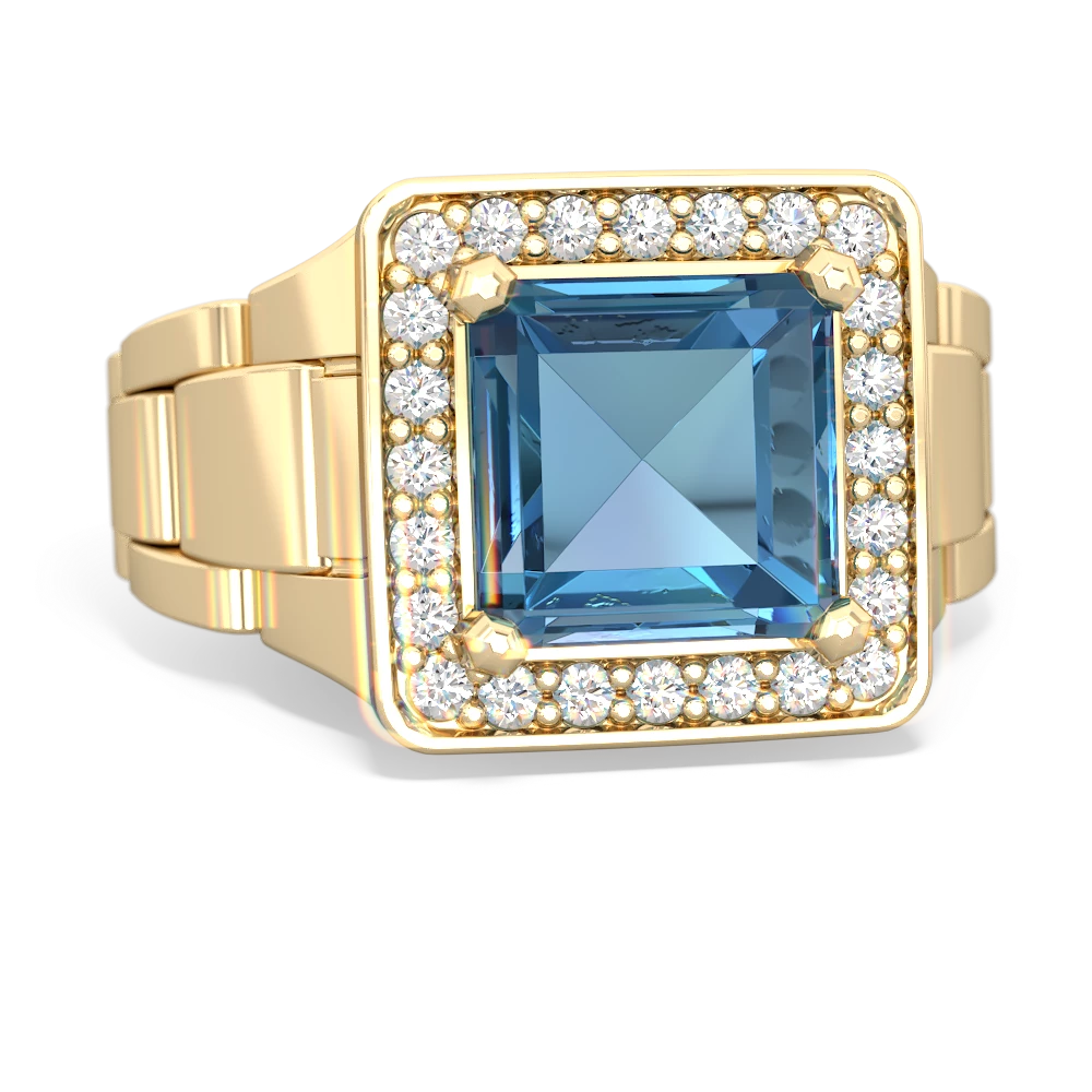 Blue Topaz Men's Watch 14K Yellow Gold ring R0510