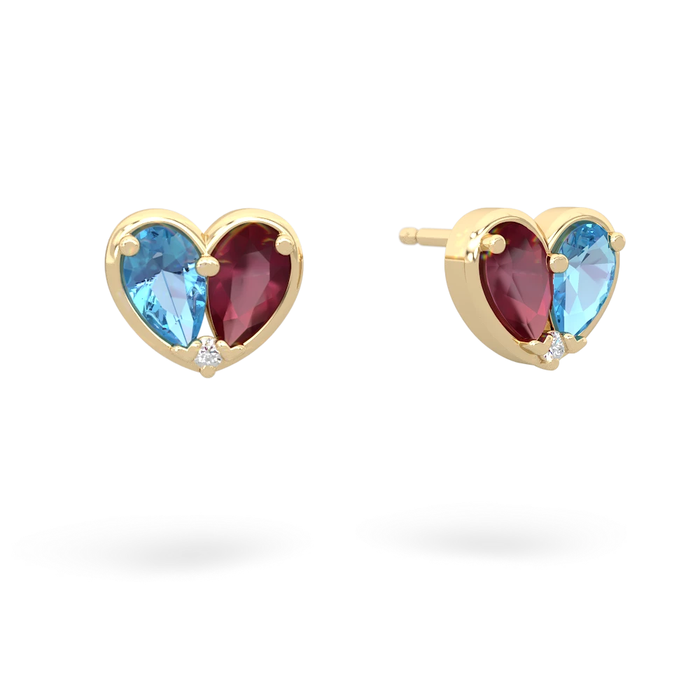 Blue Topaz 'Our Heart' 14K Yellow Gold earrings E5072